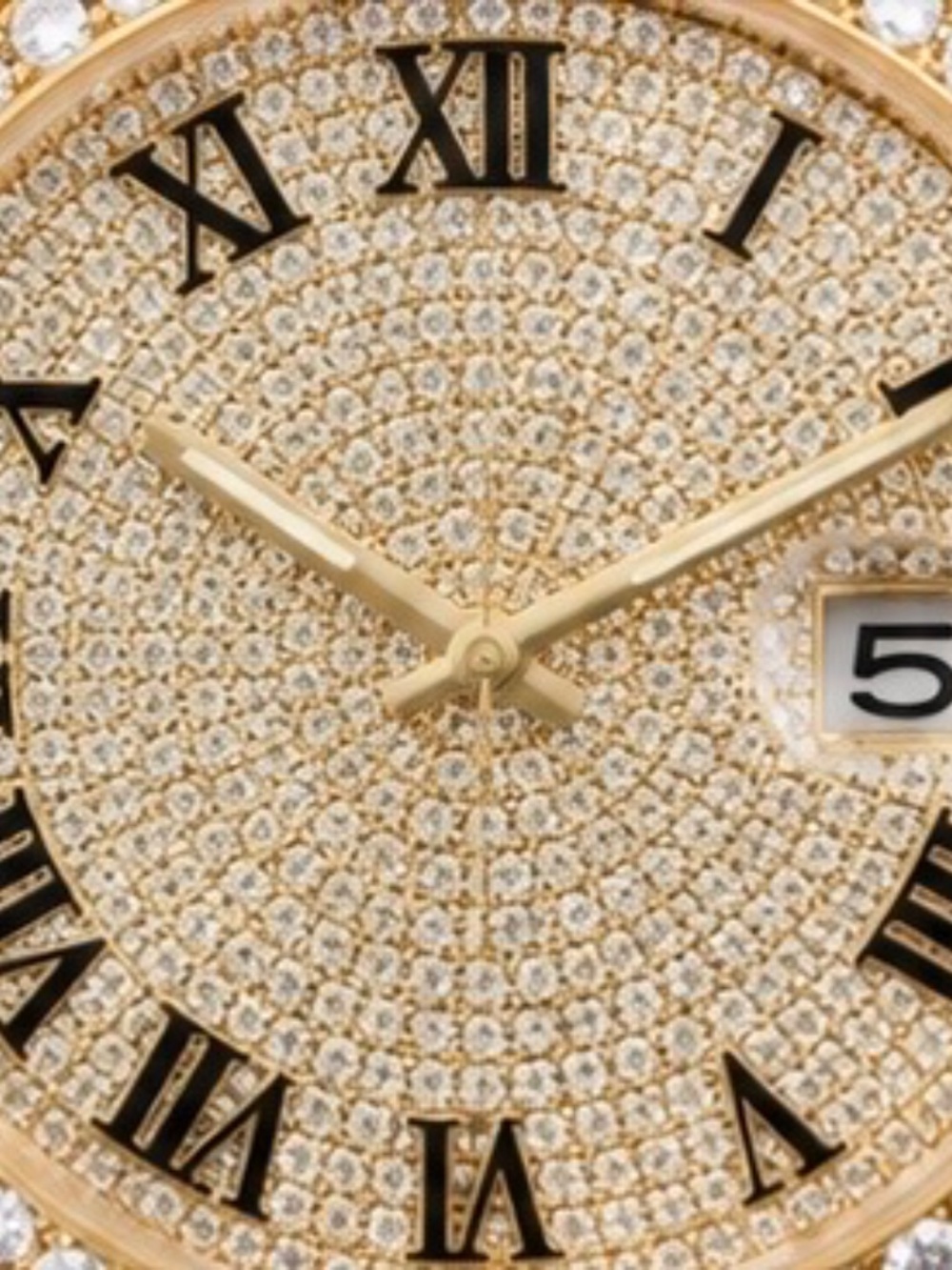 Luxury Moissanite Diamond Gold Watch – Fully Iced Pavé Dial & Bracelet | Numeral - Picture 5 of 9